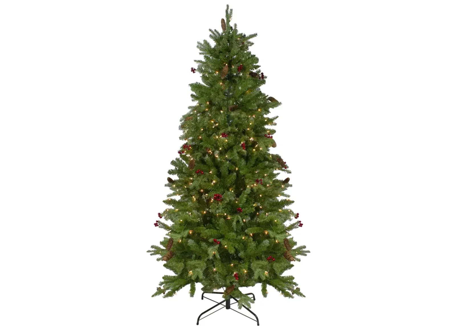 7.5’ Pre-Lit Mixed Winter Berry Pine Artificial Christmas Tree - Clear Lights