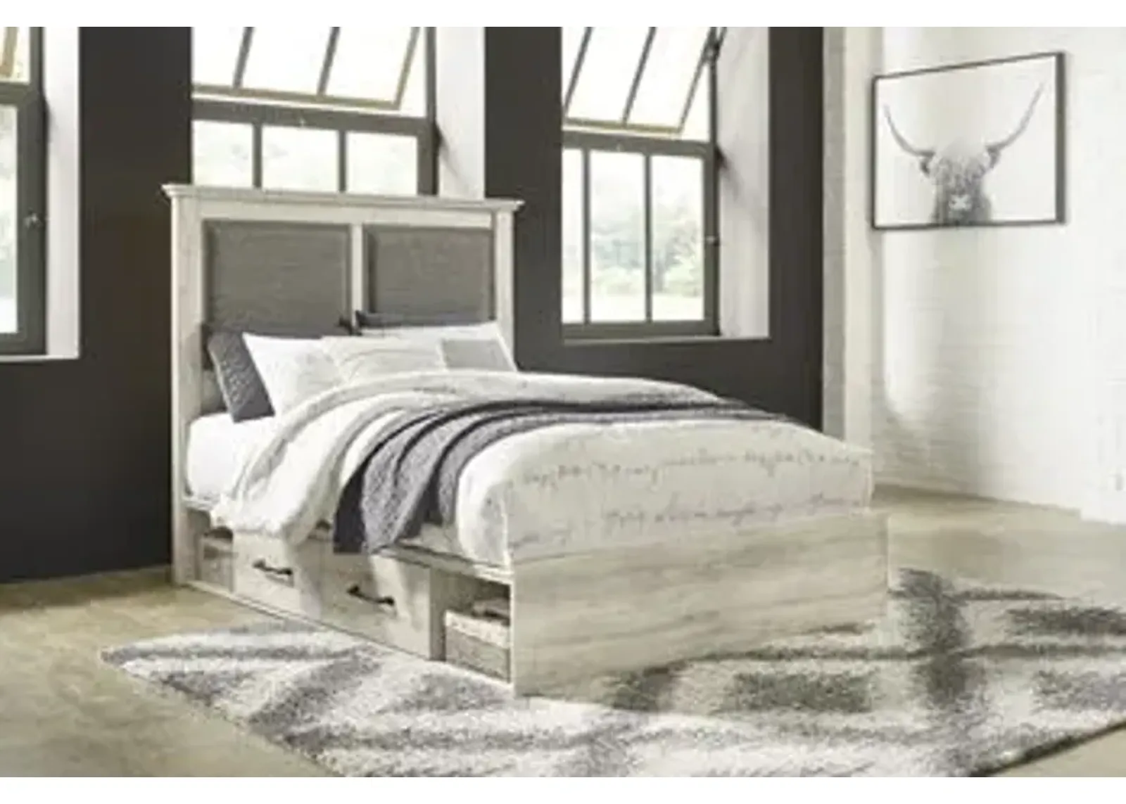 Cambeck King Upholstered Panel Bed with 2 Side Under Bed Storage