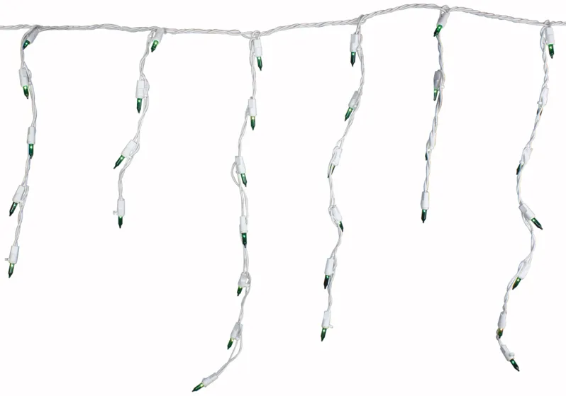 100 Count Green Mini Icicle Christmas Lights - 3.5 ft White Wire