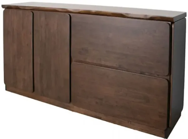 Vyva Sideboard Buffet Console, Walnut Brown Rubberwood, 71 Inch - Benzara