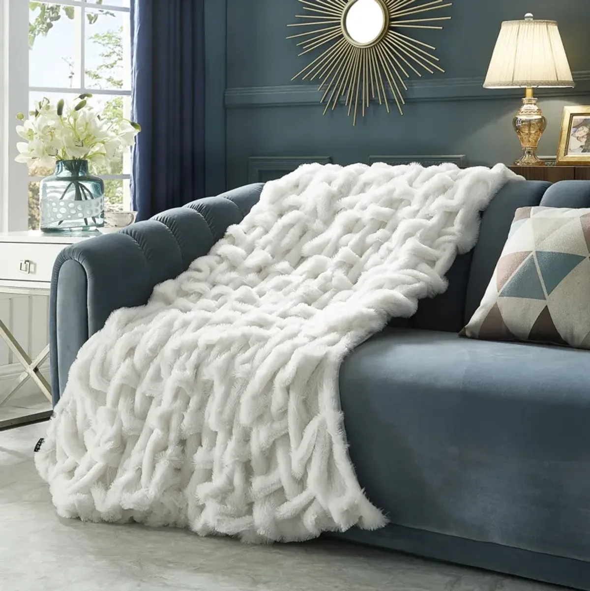 Cozy Tyme Lambert Stitched Faux Fur Throw 50"x60".