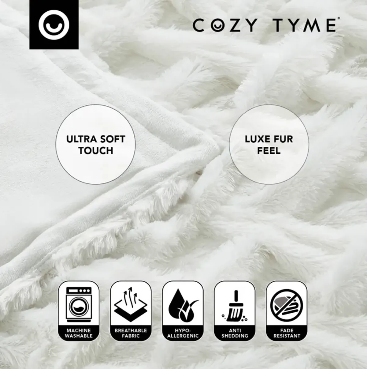 Cozy Tyme Lambert Stitched Faux Fur Throw 50"x60".