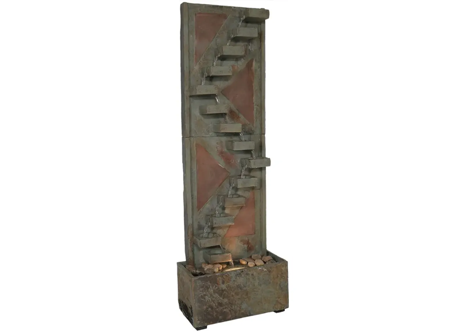 Sunnydaze Copper/Slate Staircase Water Fountain with LED Lights - 48 in