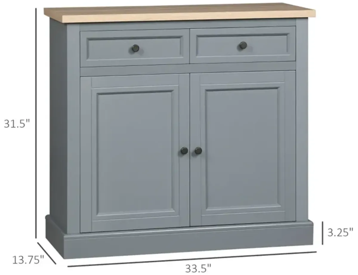 Freestanding Kitchen Cabinet with Doors and Adjustable Shelves