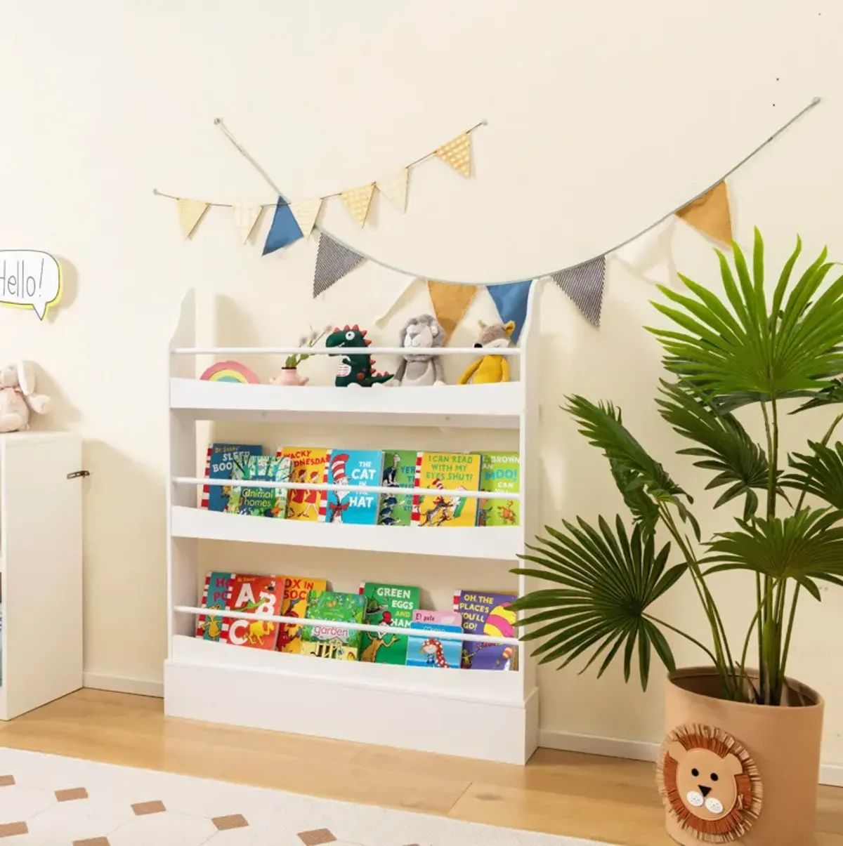 3-Tier Bookshelf with 2 Anti-Tipping Kits for Books and Magazines