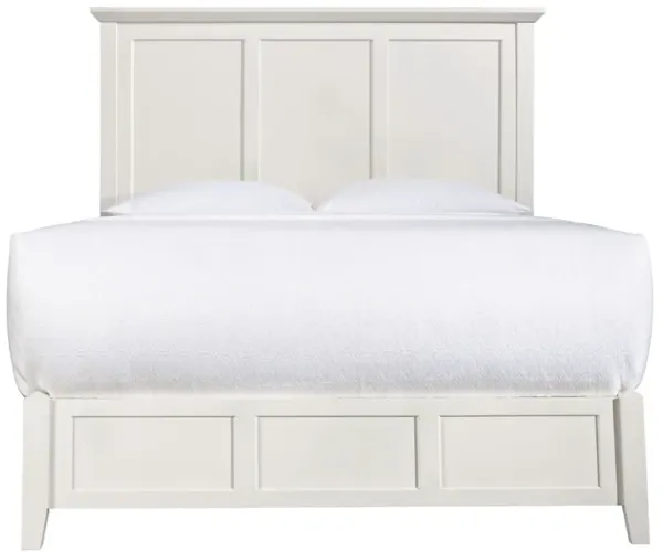 Neo Solid Mahogany Wood Panel Queen Bed, Storage, Beveled Trim Top, White - Benzara