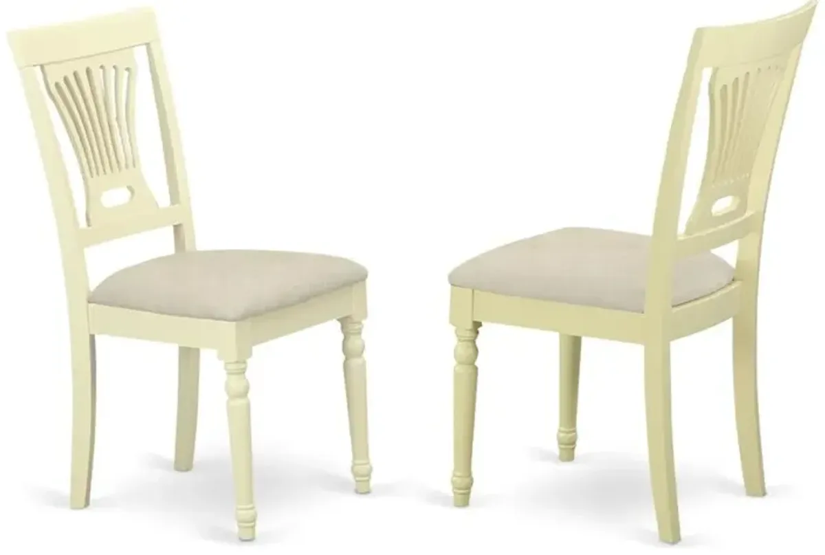 East West Furniture PVC-WHI-C Plainville Chair for dining room Cushioned Seat - Buttermilk