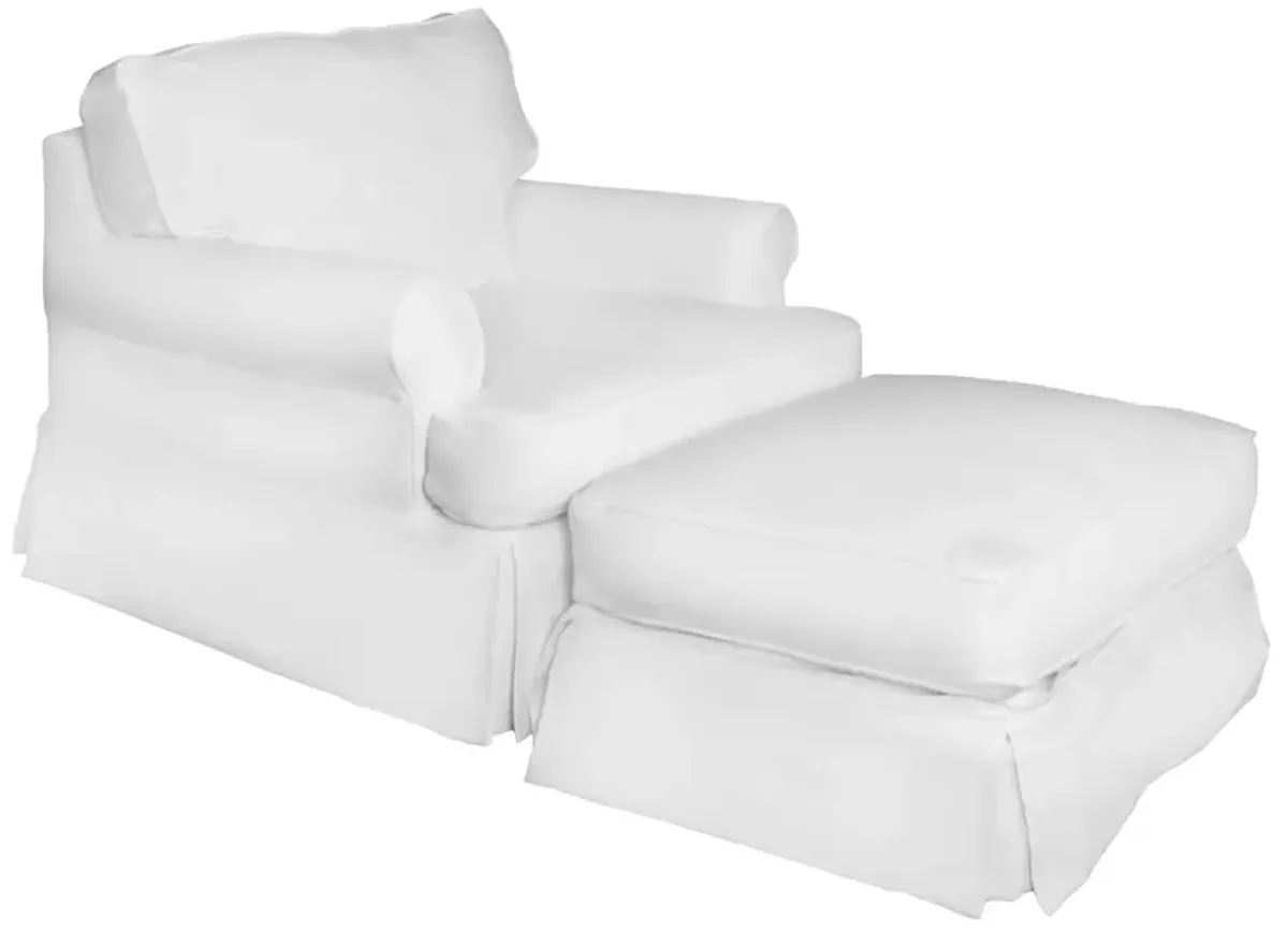 Sunset Trading Horizon Slipcovered T-Cushion Chair with Ottoman | Warm White