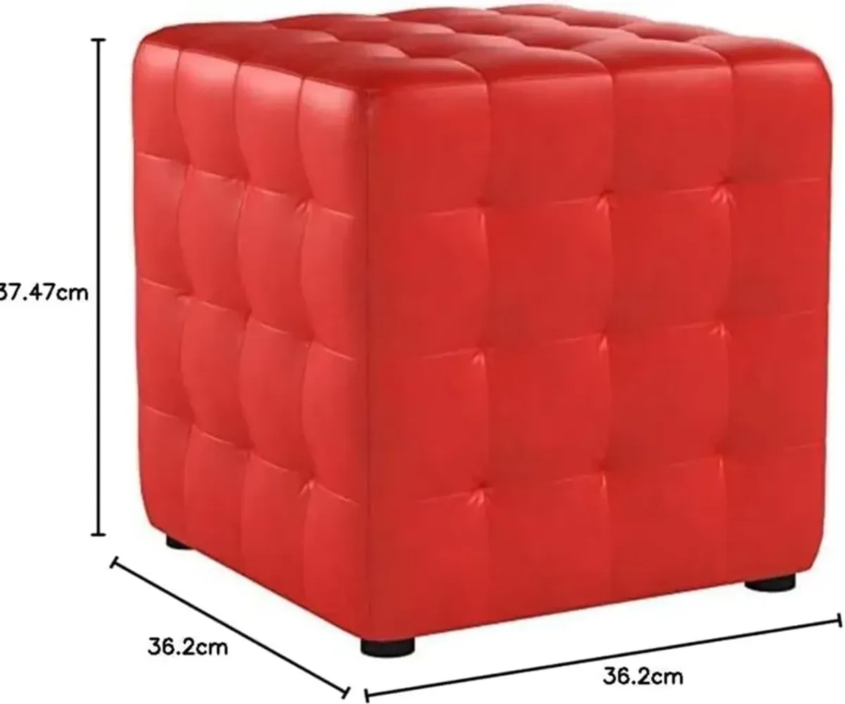 Siskal Red Modern Cube Ottoman (Set of 2)