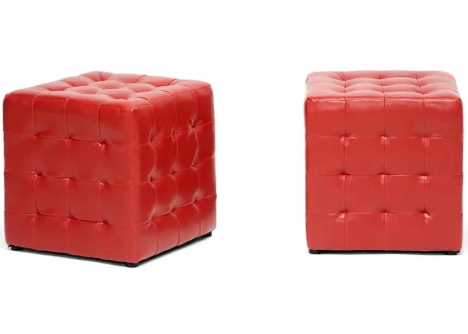 Siskal Red Modern Cube Ottoman (Set of 2)