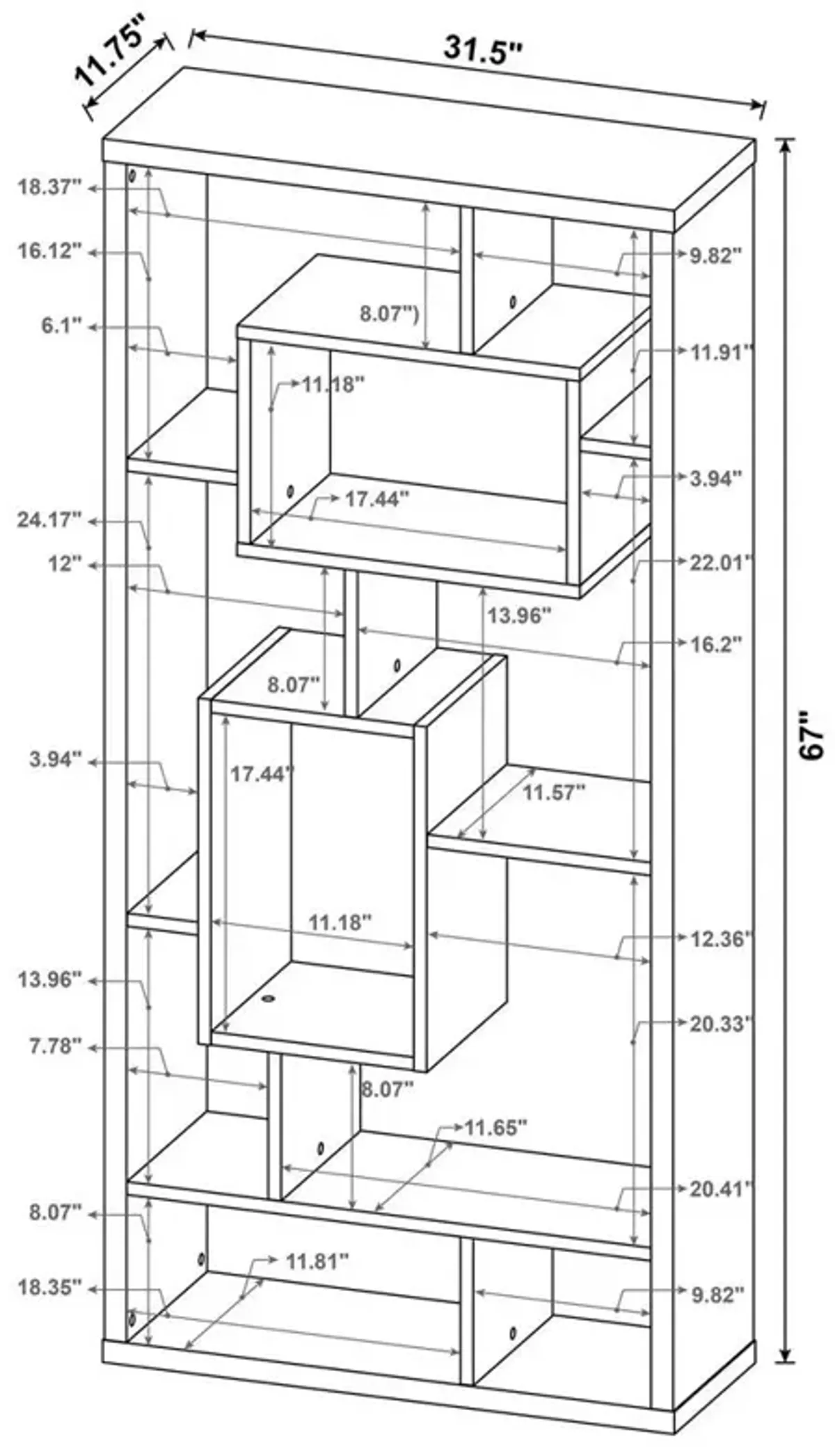 Linbrook 10-shelf Bookcase Black Oak