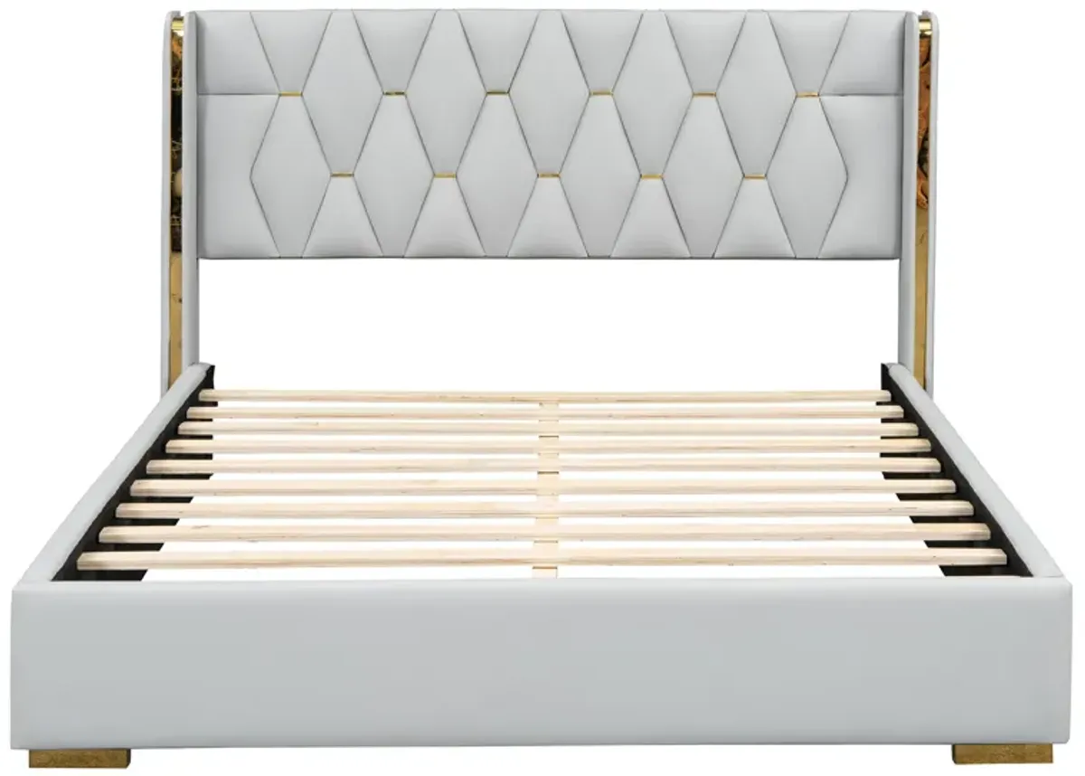 Merax Light Luxurious PU Platform Bed