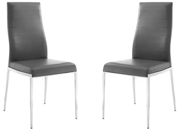 Casabianca Home Firenze Set Of 2 Dining Chair In Gray Pu Leather