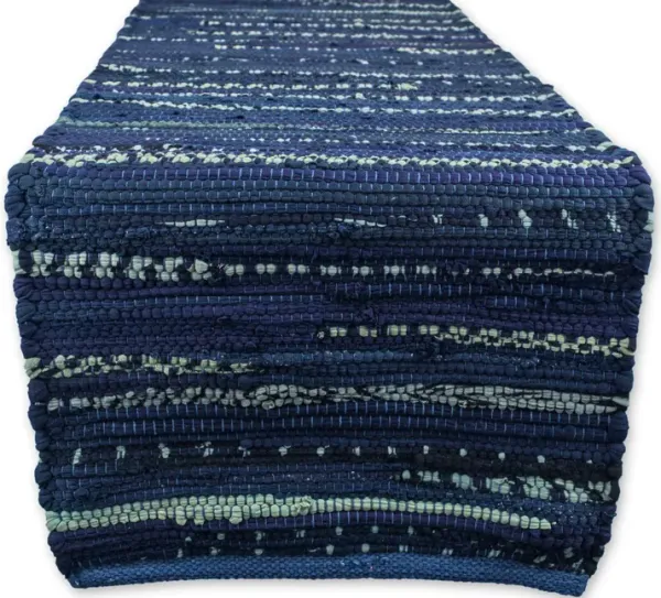 14" x 72" Blue Chindi Table Runner