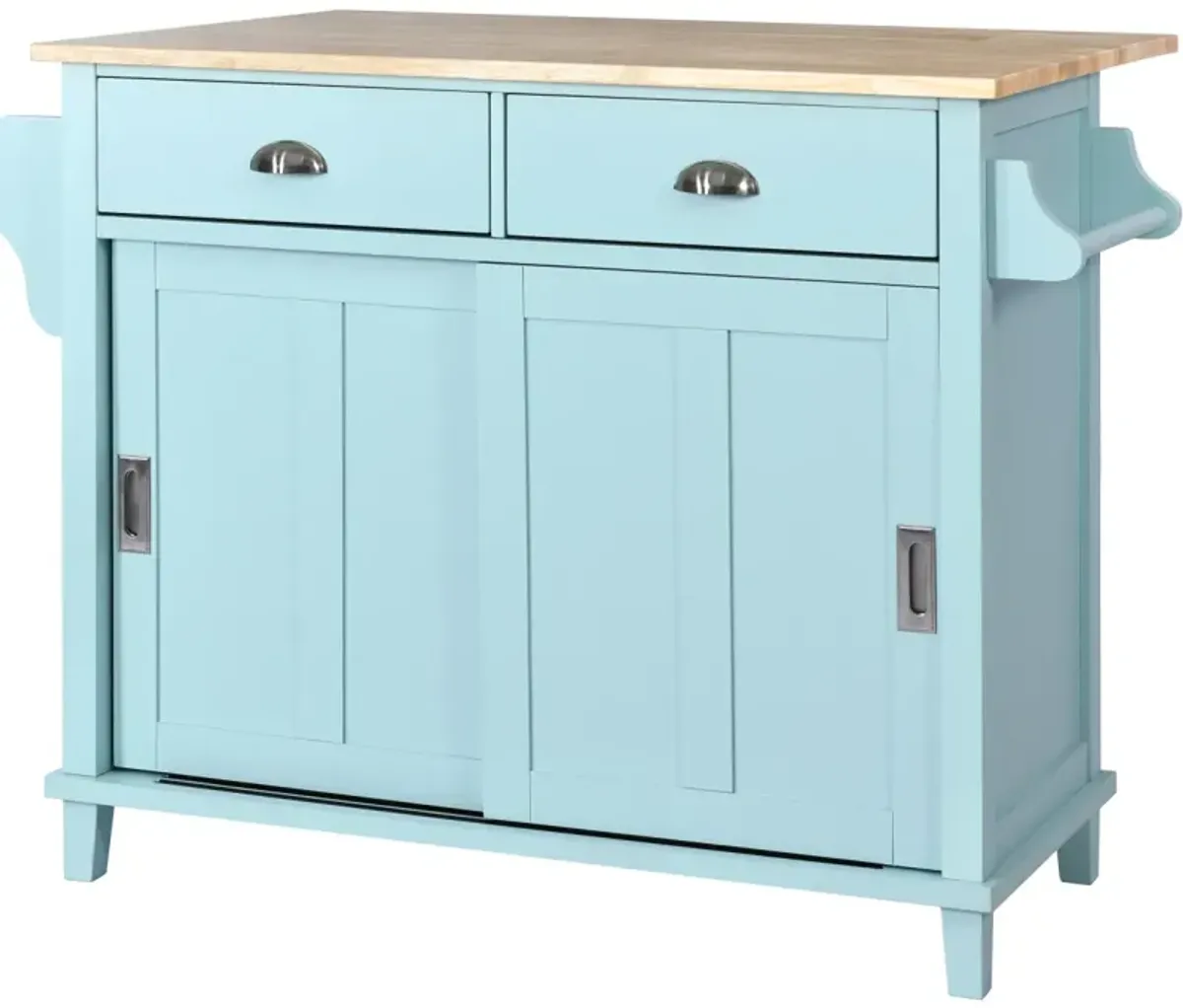 Rolling Mint Green Kitchen Cart with Drop-Leaf Countertop