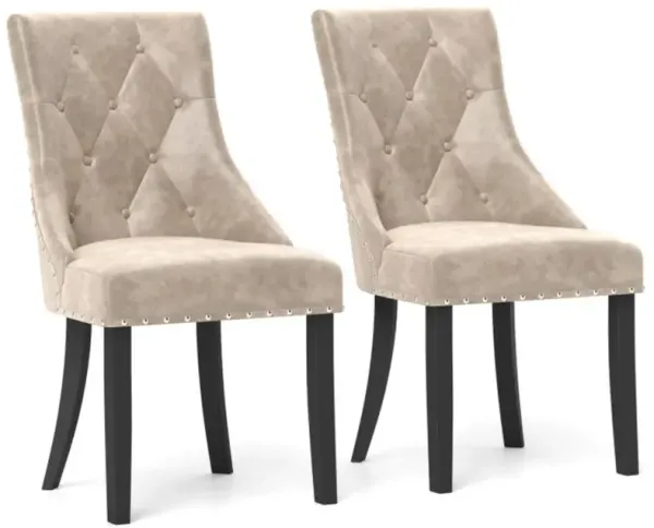 Tufted Wingback Upholstered Dining Chairs Set of 2 for Elegant Dining Room Seating