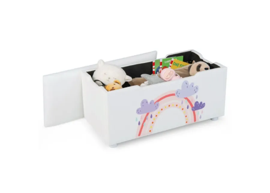 Kids Wooden Upholstered Toy Storage Box with Removable Lid