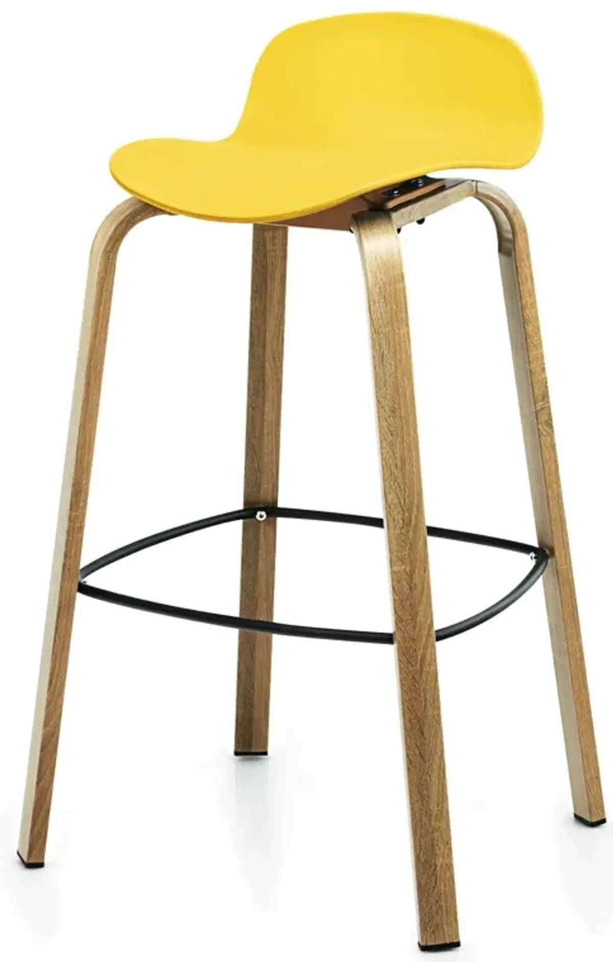 Set of 2 Modern Barstools Pub Chairs with Low Back and Metal Legs