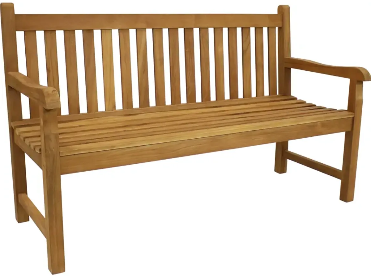 Sunnydaze 2-Person Mission Style Solid Teak Wood Outdoor Garden Bench