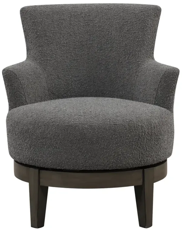 360 Degree Swivel Chair Wingback Accent Chair Elegant Upholstered Seating Durable Rubberwood Legs for Any Space, Dark Grey