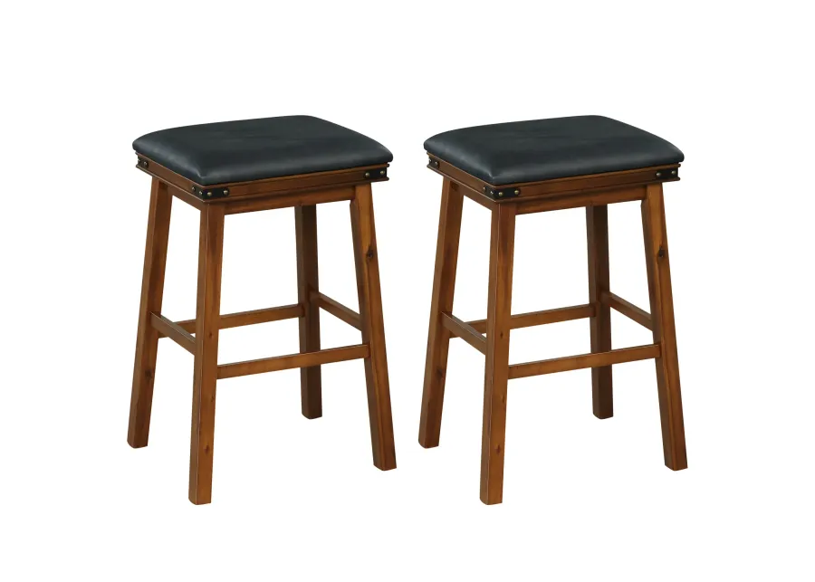 Set of 2 Dining Bar Stool with Rubber Wood