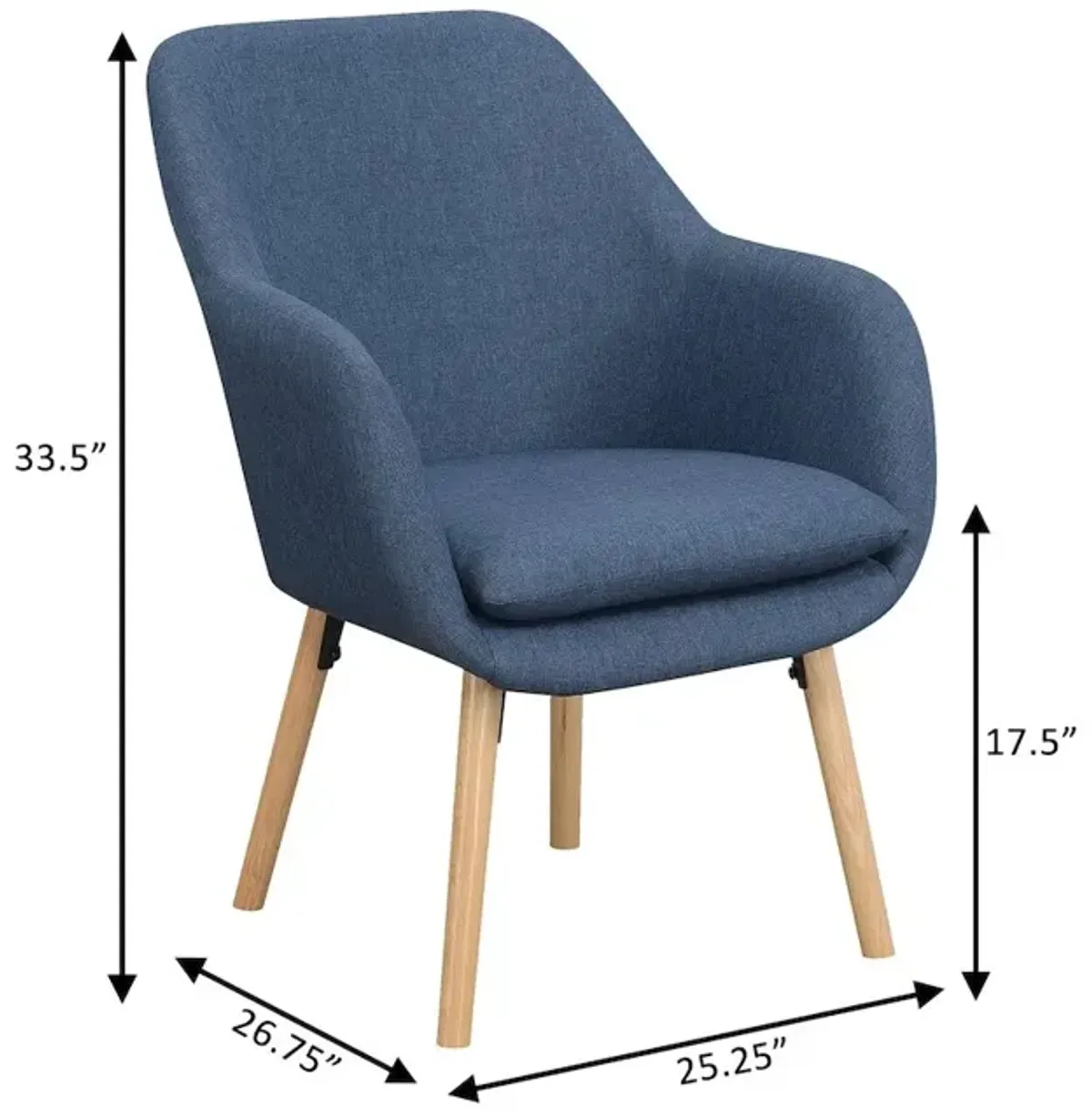 Convenience Concepts Charlotte Accent Chair, Denim Blue Linen