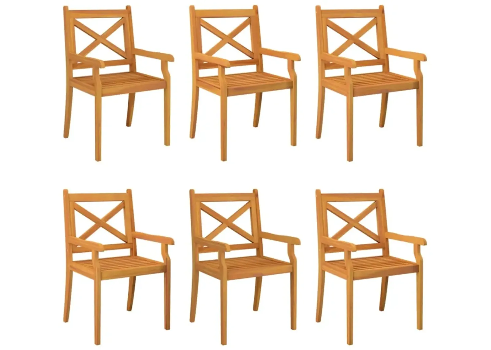 vidaXL Patio Dining Chairs 6 pcs Solid Wood Acacia