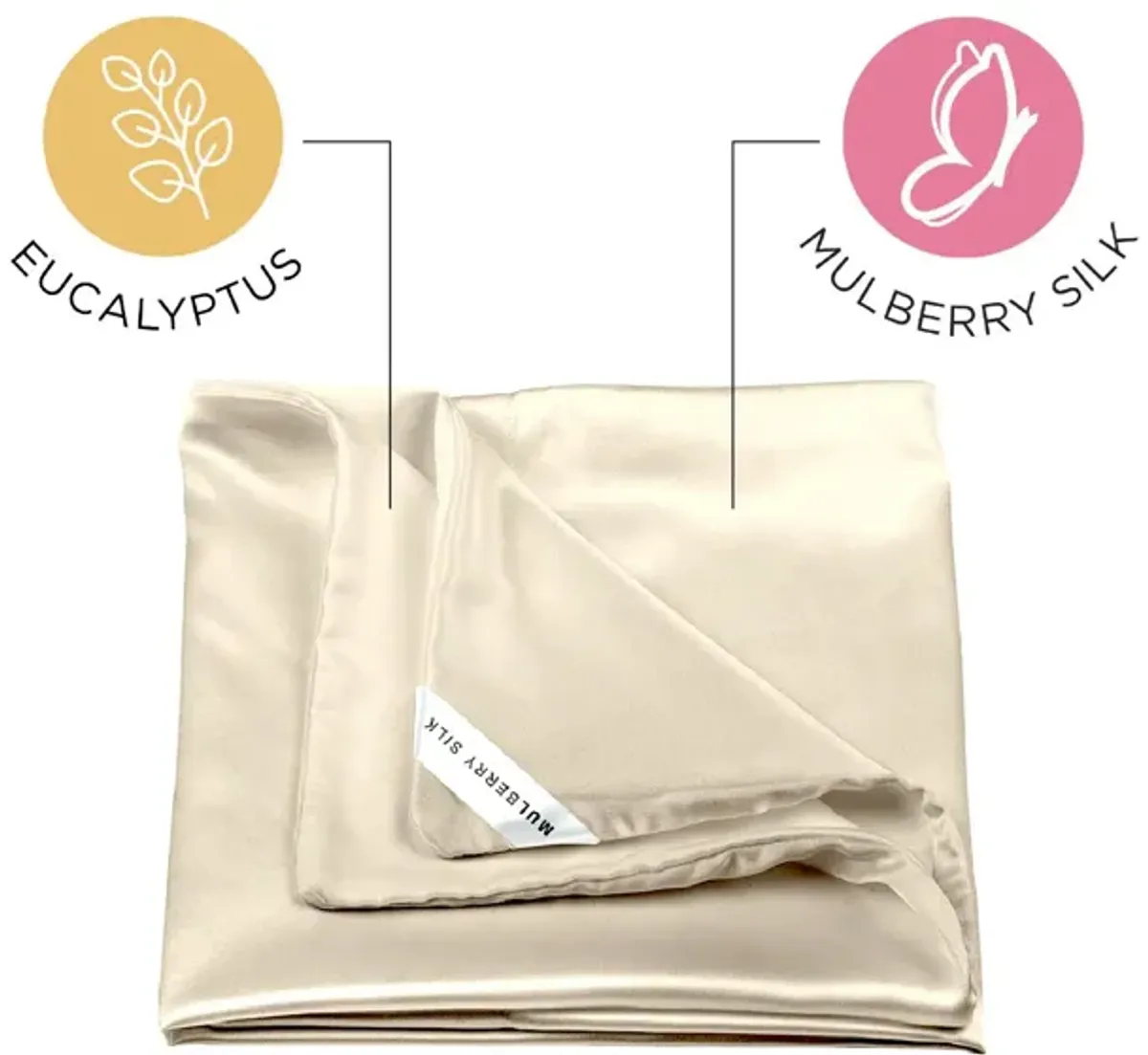 Dual-Sided Silk Pillowcase: Reversible 100% Mulberry Silk 19 Momme 6A one Side, 100% Eucalyptus Other Side