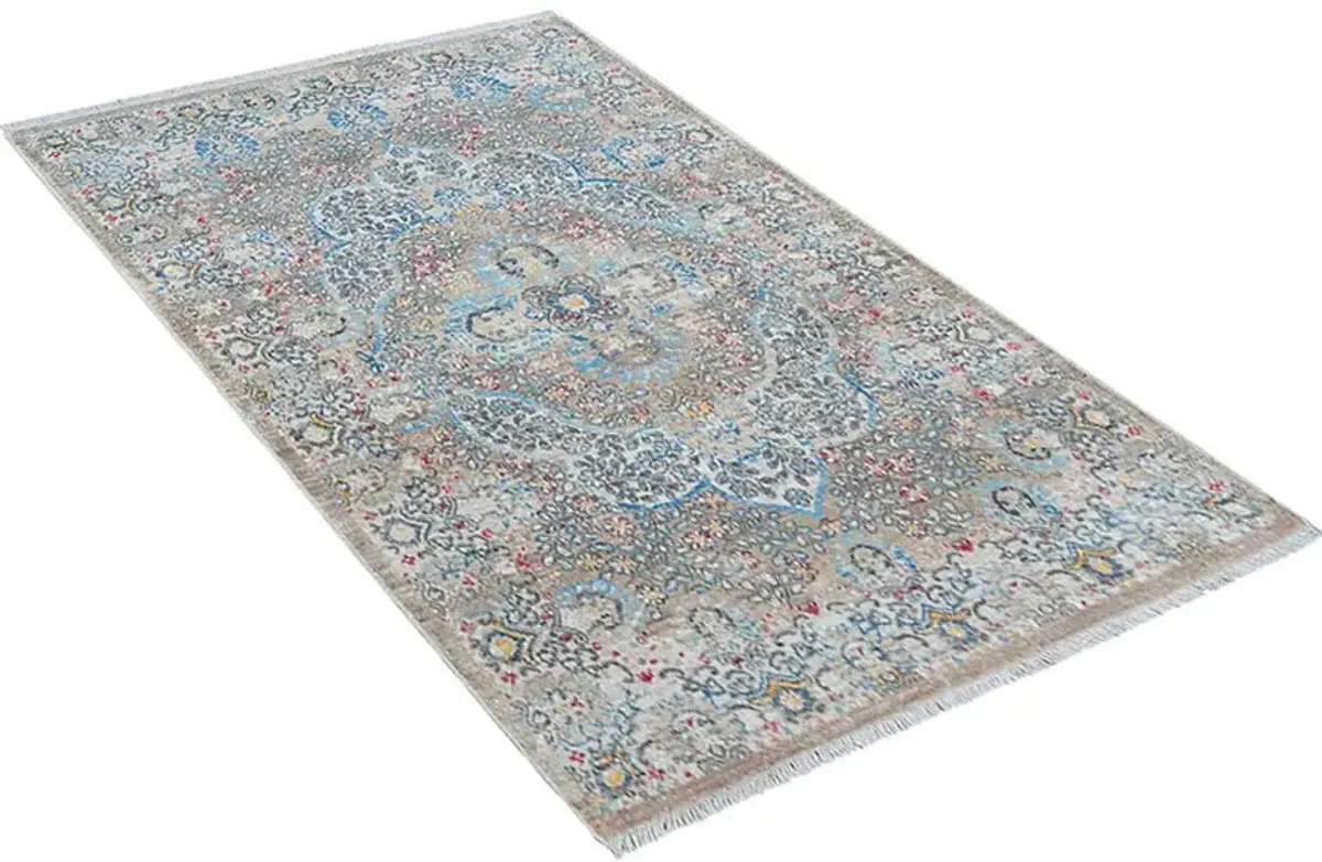 RUGSOTIC CARPETS MACHINE MADE POLYESTER AREA RUGS  - 4'x5'11'', Rectangle Shape, Beige Black Color, Classic Oriental Traditional  Design, Low Pile Machine Made Area Rugs (M00093)