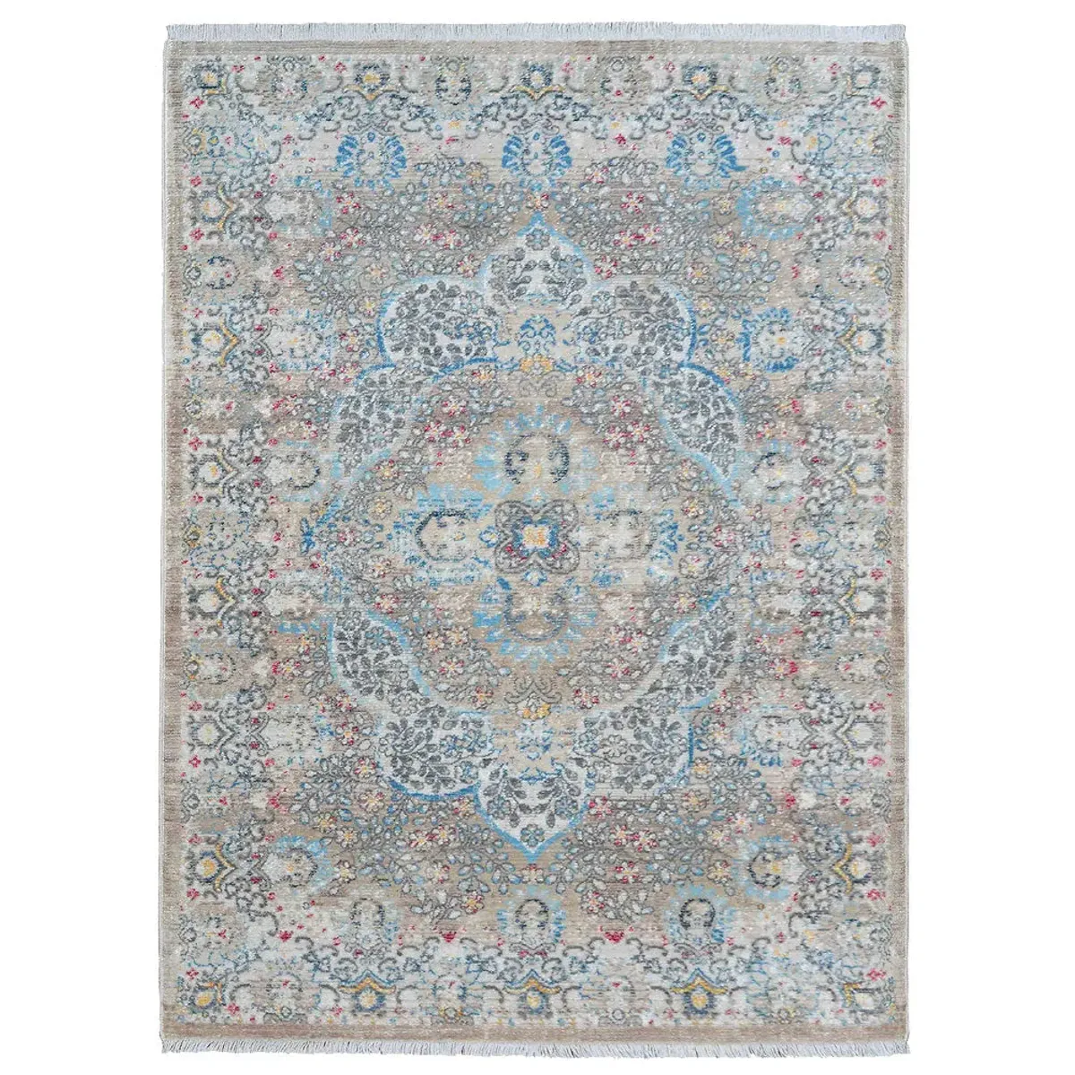 RUGSOTIC CARPETS MACHINE MADE POLYESTER AREA RUGS  - 4'x5'11'', Rectangle Shape, Beige Black Color, Classic Oriental Traditional  Design, Low Pile Machine Made Area Rugs (M00093)