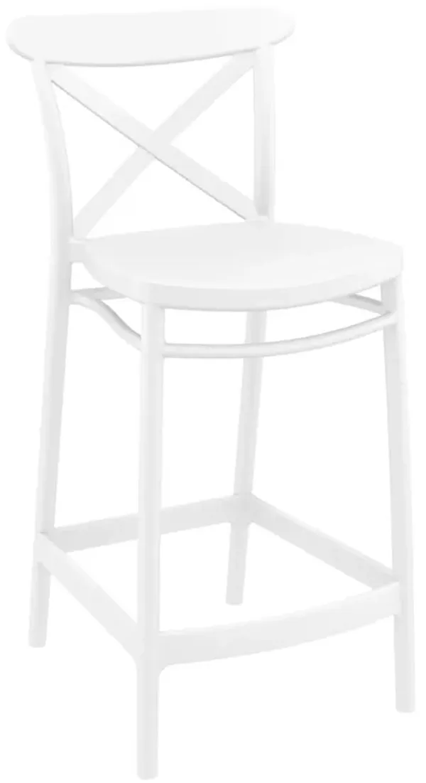 37.75" Black Solid X Accented Outdoor Patio Counter Stool