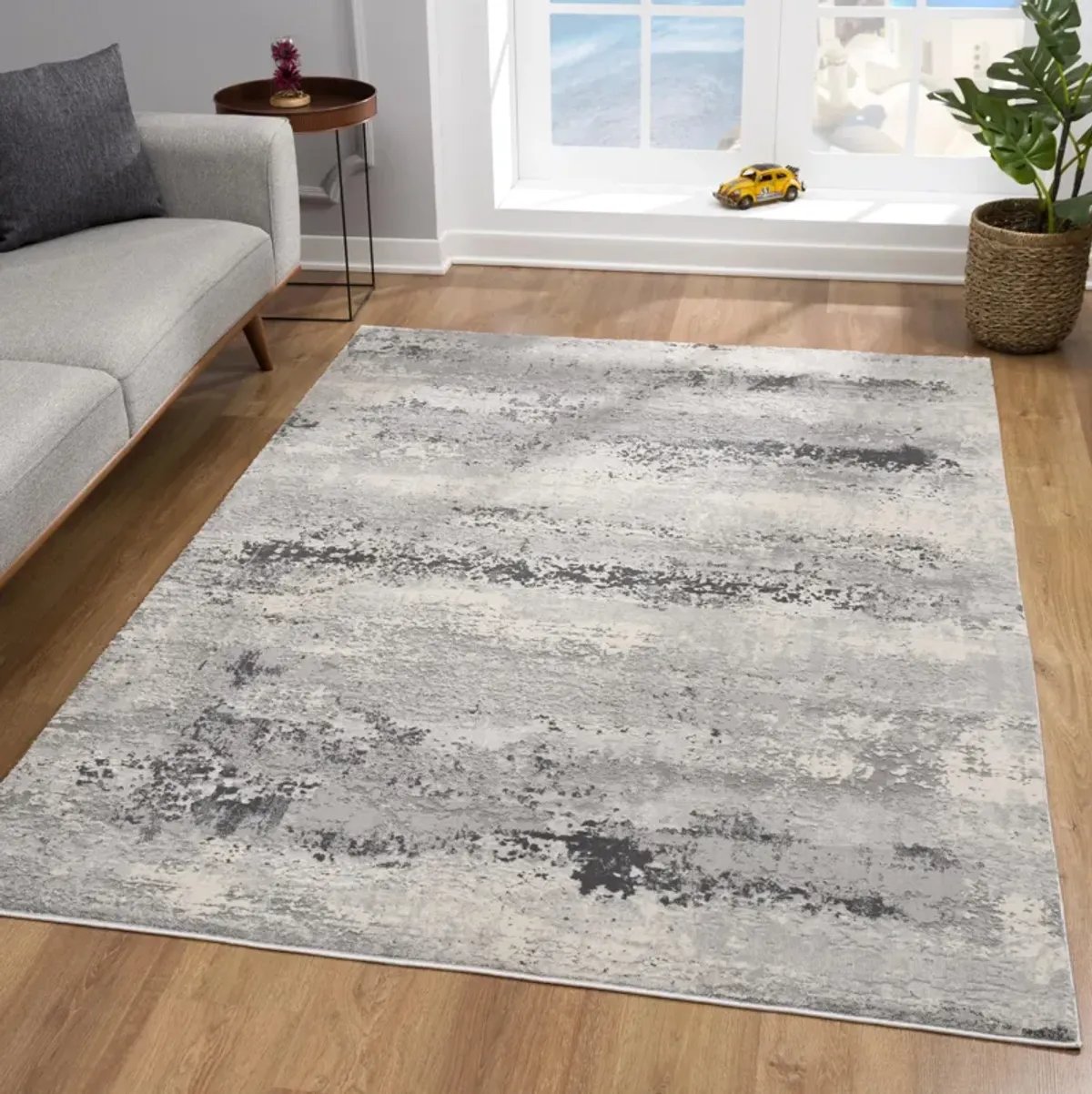 Vogue Contemporary Abstract Grey Beige Indoor Area Rug