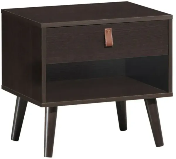 Hivago Nightstand Bedroom Table with Drawer Storage Shelf-Brown