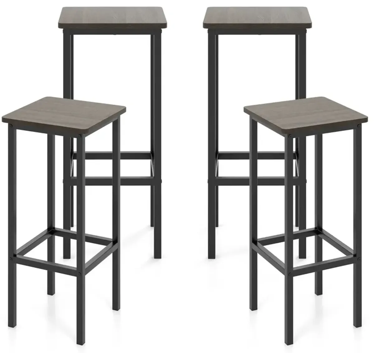 Set of 4 Bar Stool Set 26" Bar Chair with Metal Legs and Footrest