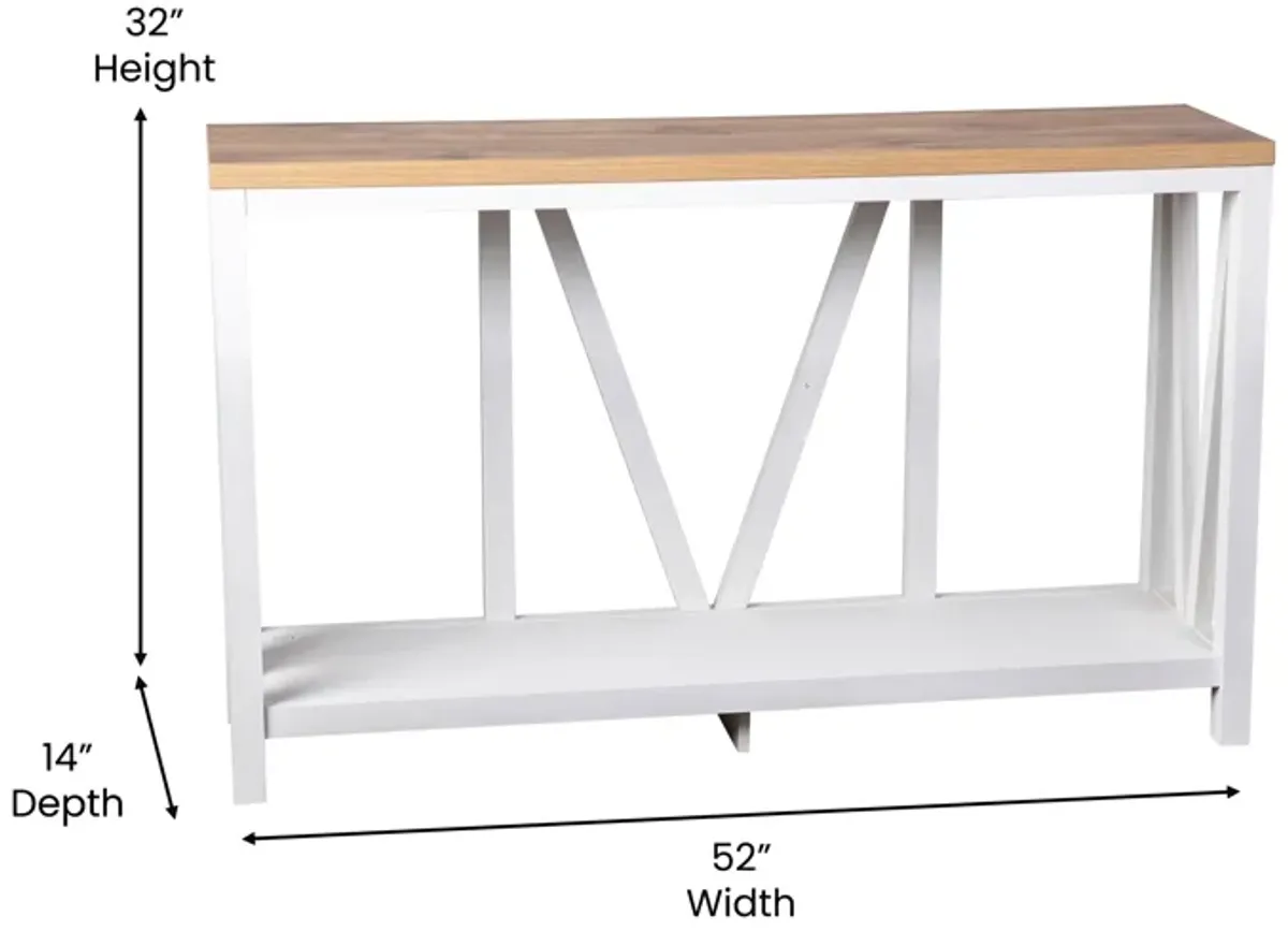 Warm Oak/Marble Entry Table