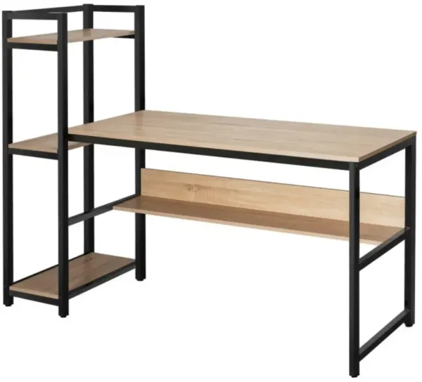 Hivvago Computer Desk Home Office Workstation with 4-Tier Storage Shelves