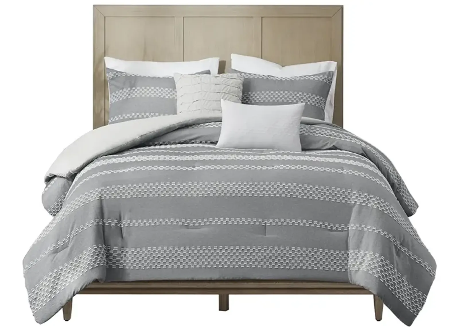 Gracie Mills Robert 5-Piece Striped Clipped Jacquard Comforter Set