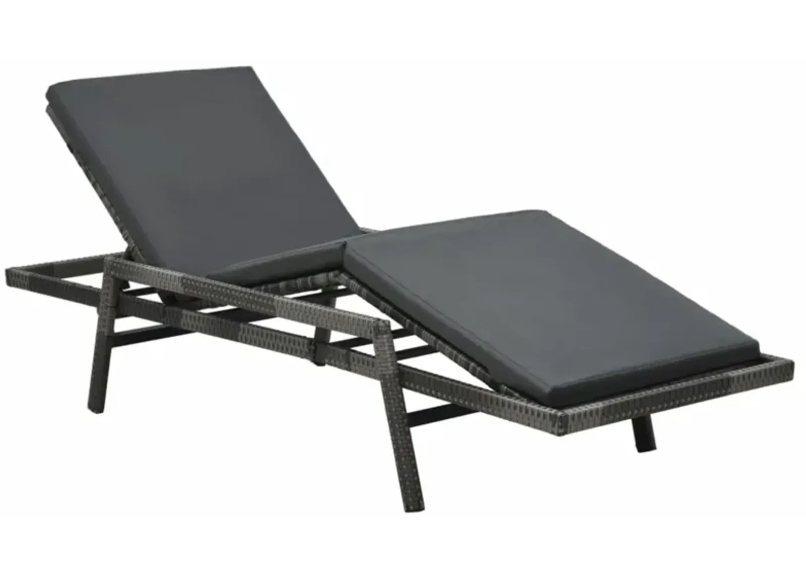 vidaXL Sun Lounger with Cushion Poly Rattan Gray