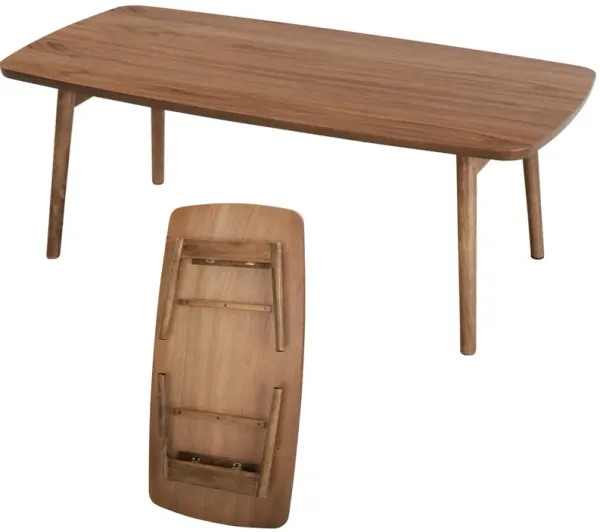 AZUMAYA Folding Legs Table W41.3 x D20.5 x H13.8 Inches Natural Walnut and Rubber Wood Material Home and Living Coffee Table Wal