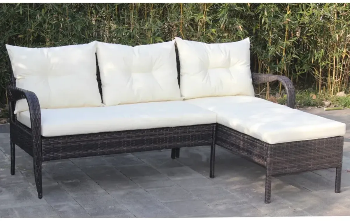 Outdoor Patio Furniture Sets 2 Piece Conversation Set Wicker Rattan Sectional Sofa With Seat