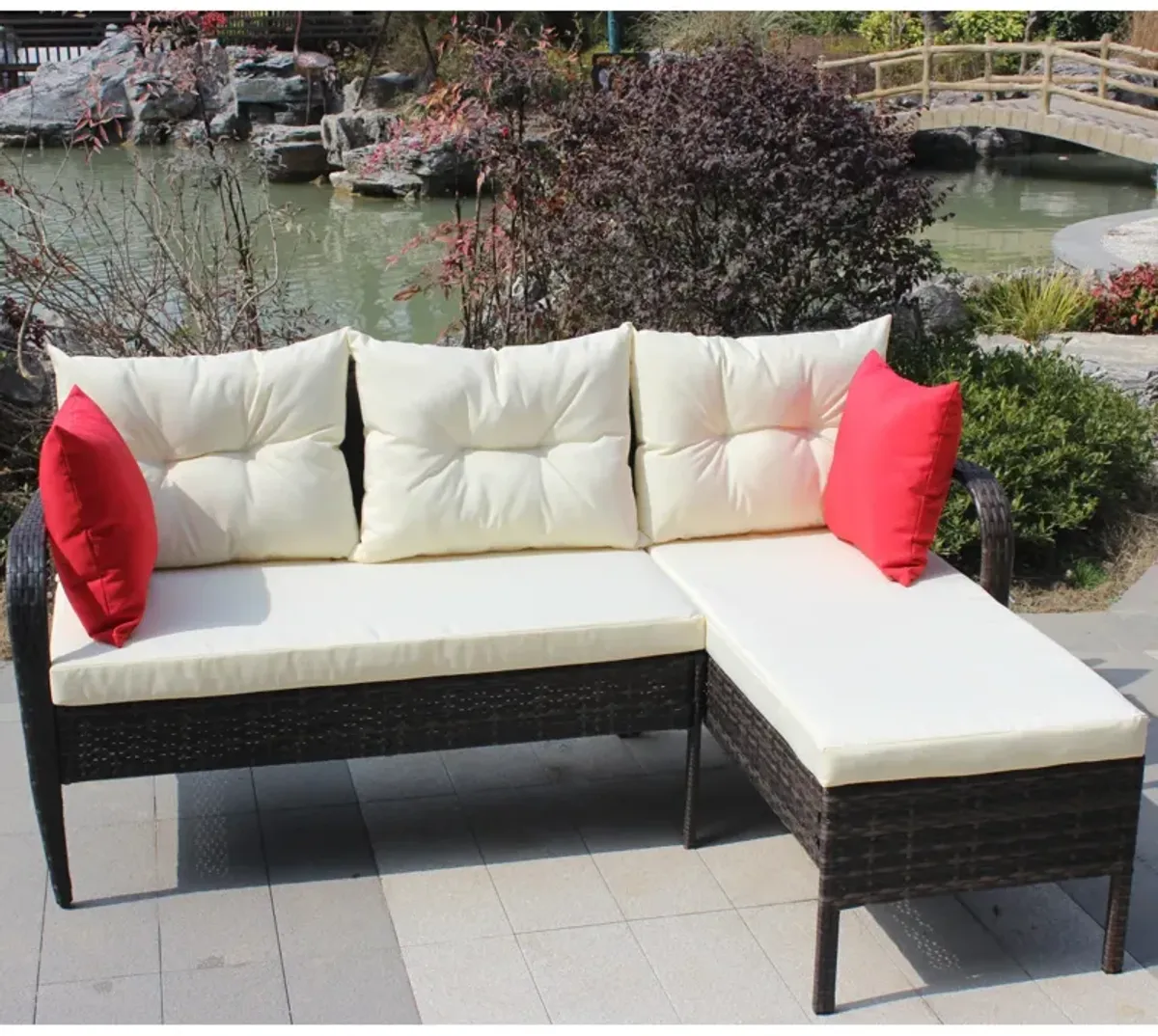 Outdoor Patio Furniture Sets 2 Piece Conversation Set Wicker Rattan Sectional Sofa With Seat