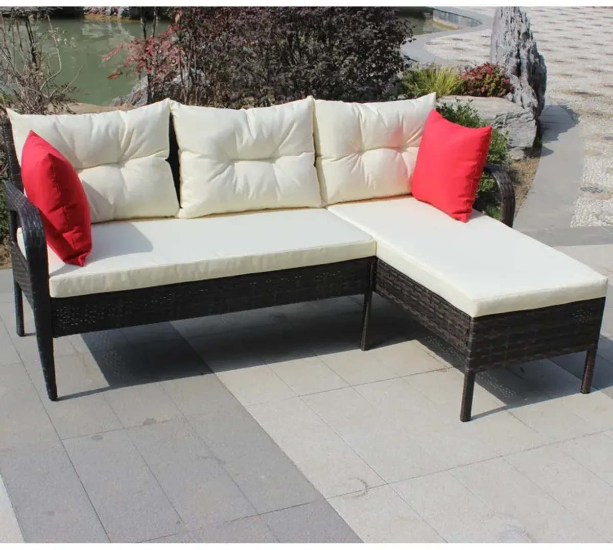 Outdoor Patio Furniture Sets 2 Piece Conversation Set Wicker Rattan Sectional Sofa With Seat