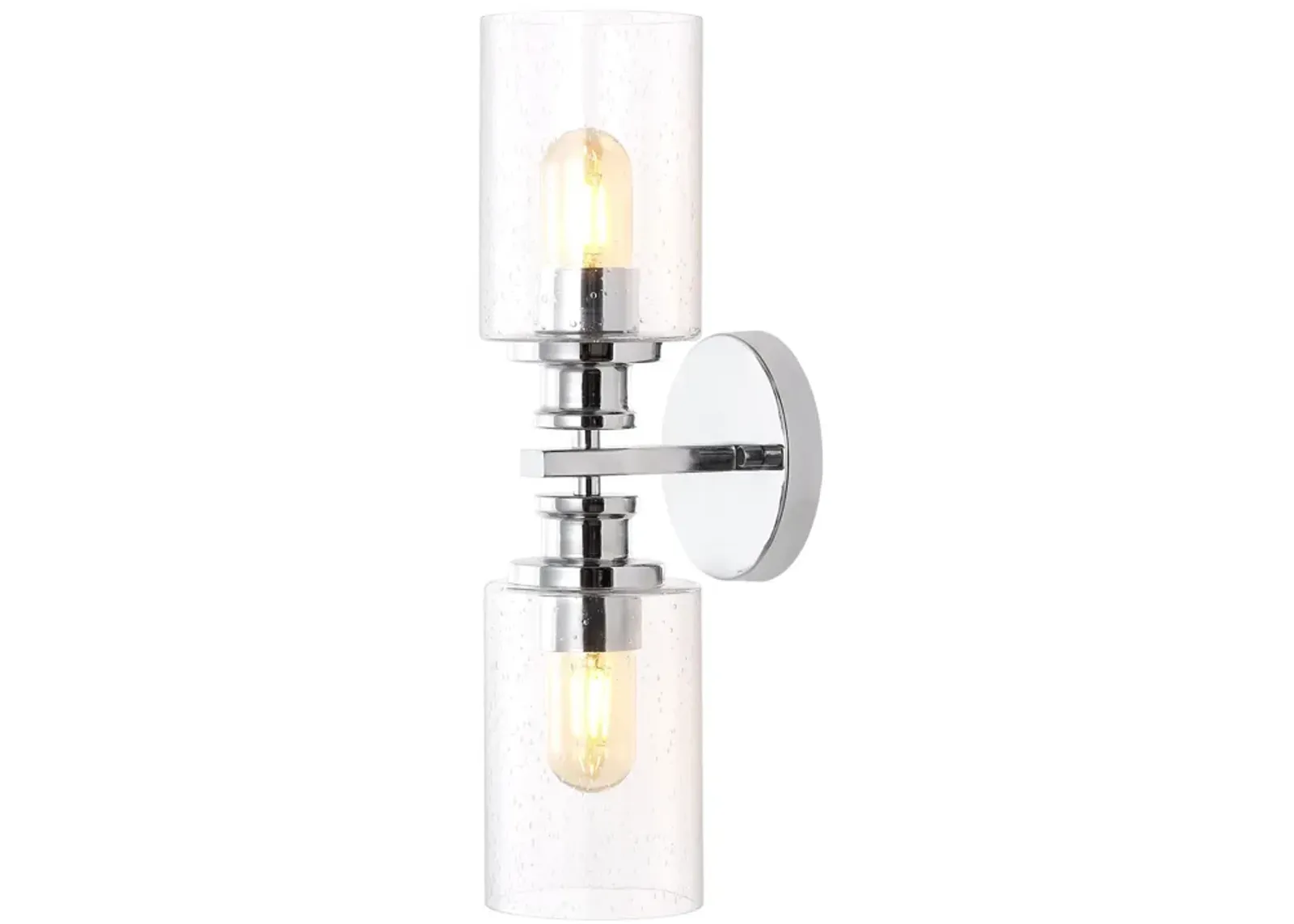 Jules Edison Cylinder Iron/Seeded Glass Farmhouse Contemporary LED Wall Sconce