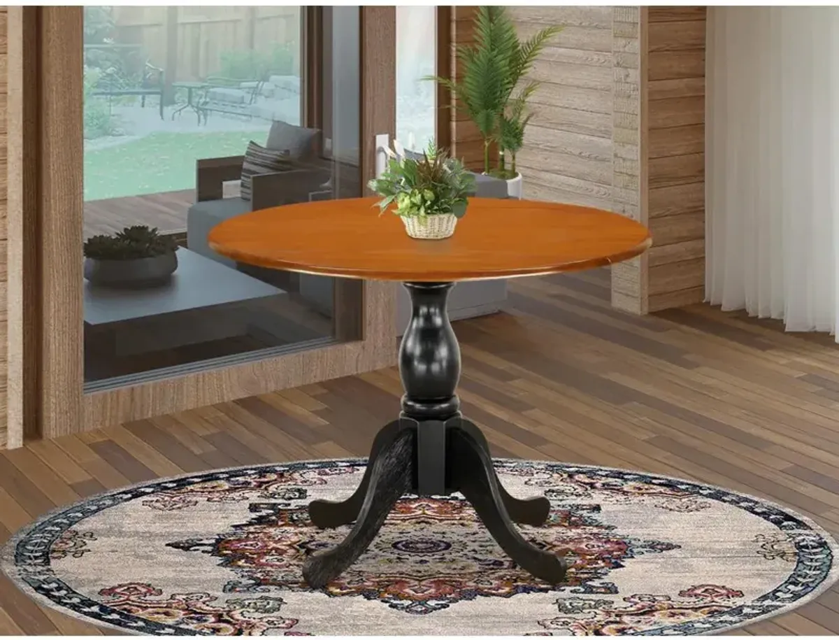 East West Furniture Kitchen Table with Drop Leaves - Cherry Table Top and Black Pedestal Leg Finish