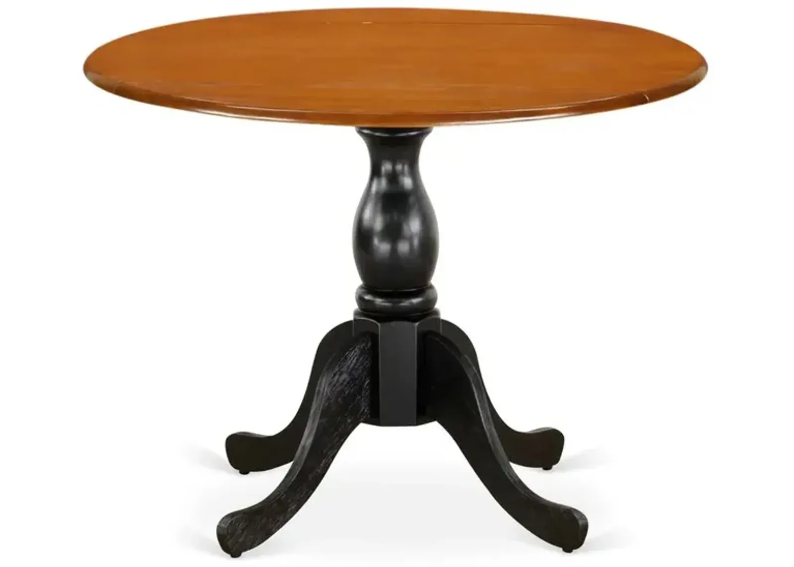 East West Furniture Kitchen Table with Drop Leaves - Cherry Table Top and Black Pedestal Leg Finish