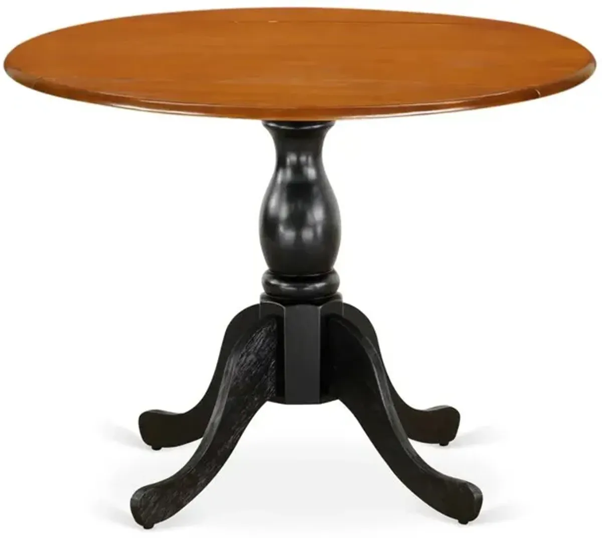 East West Furniture Kitchen Table with Drop Leaves - Cherry Table Top and Black Pedestal Leg Finish