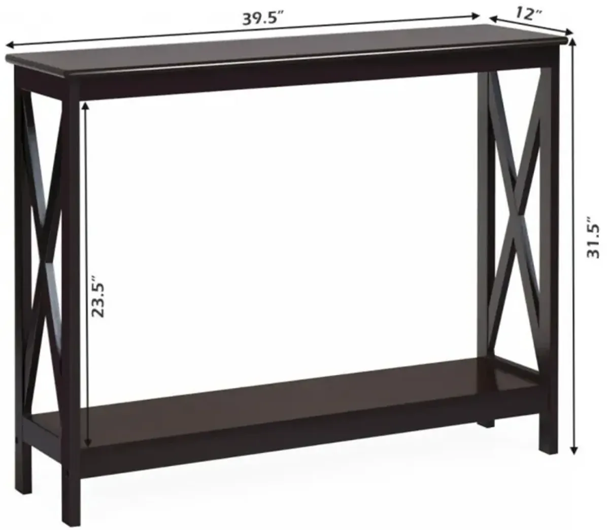 Hivvago 2-Tier Console X-Design Sofa Side Accent Table