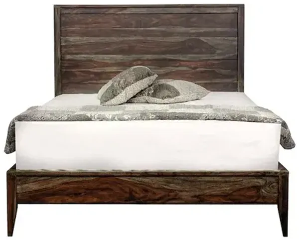 Porter Designs Fall River Solid Sheesham Wood Queen Bed, Gray