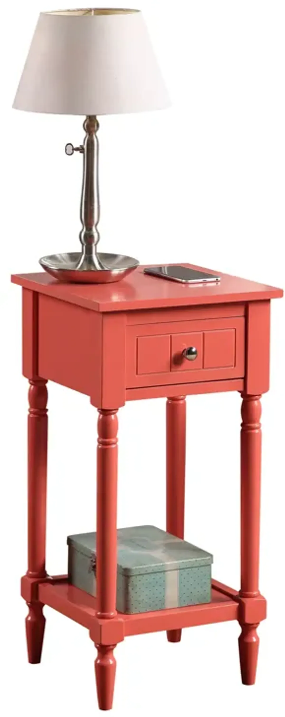 Convenience Concepts French Country Khloe 1 Drawer Accent Table with Shelf, Coral