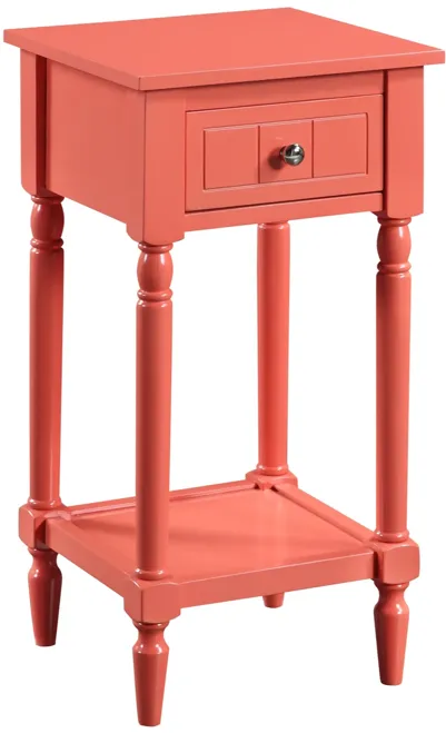 Convenience Concepts French Country Khloe 1 Drawer Accent Table with Shelf, Coral